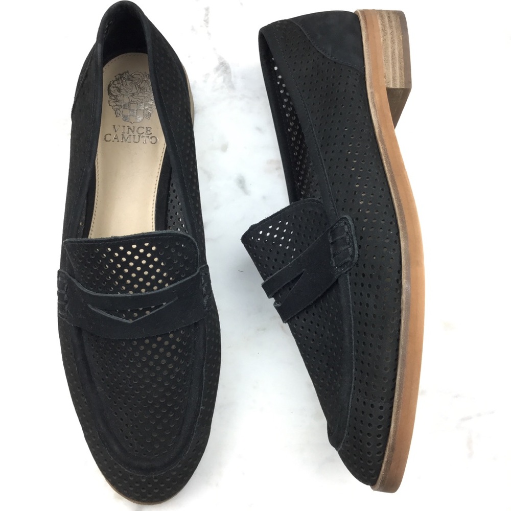 Vince Camuto Kanta black perforated leather loafer